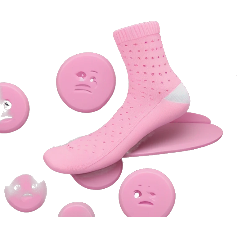 Pink yoga socks with non-slip holes, small rubner circles on the sole emoji
