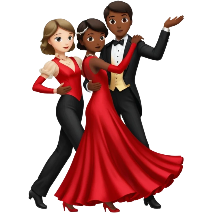 Ballroom dancing with girlred and boyblack  face two eachother  emoji