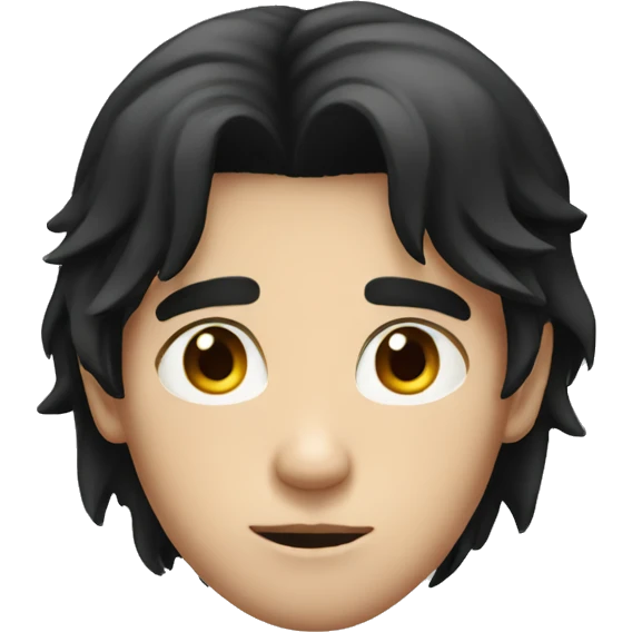 long black hair boy serious face  emoji