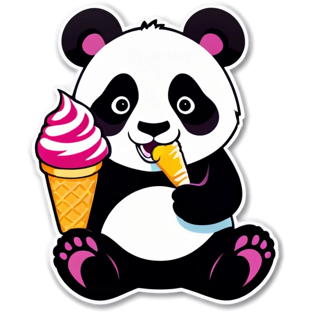 Panda eating ice cream emoji
