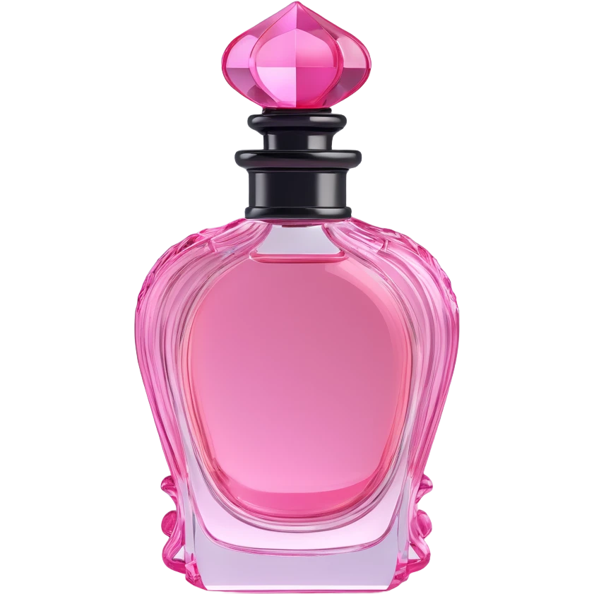 minimal 3D gothic perfume bottle with pink glass, simple and elegant emoji