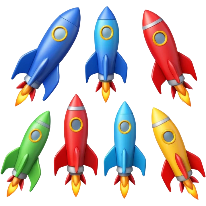 colored Toy Rockets emoji