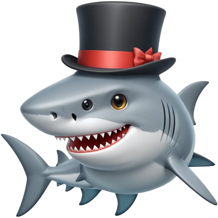 Shark with a top hat emoji