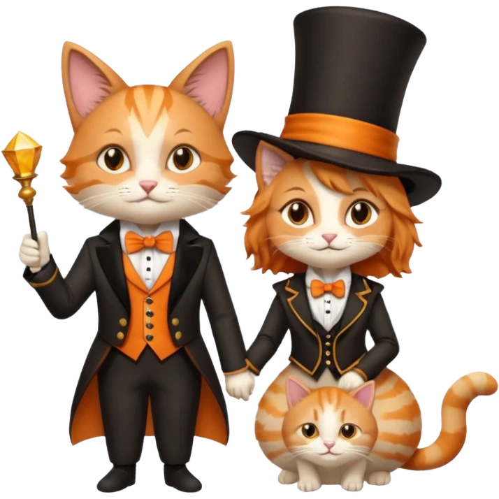 magician couple and their pet cat emoji