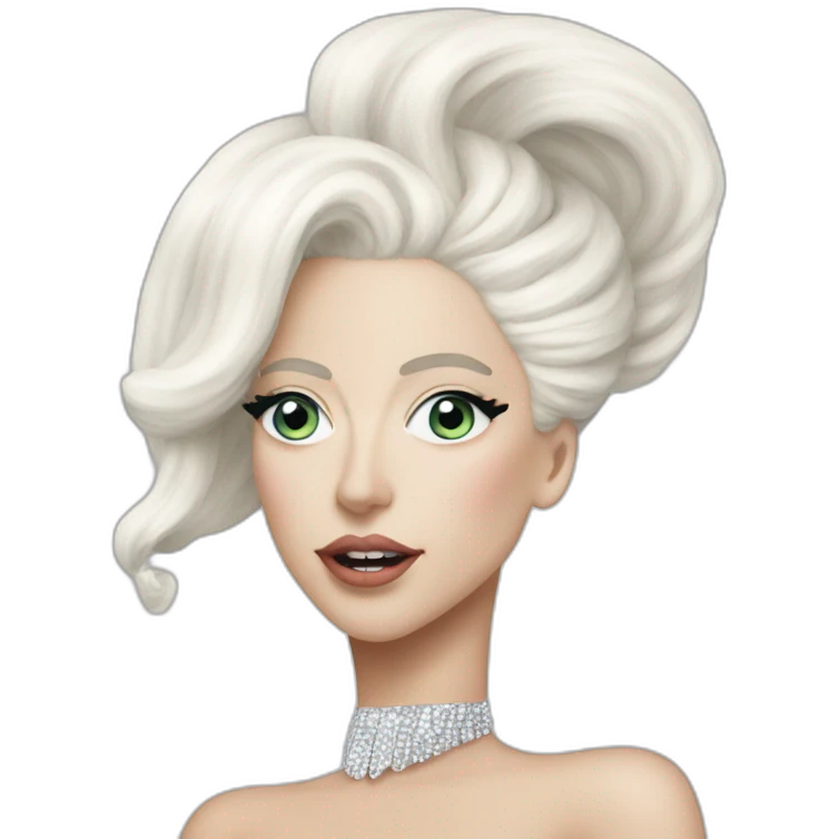 Lady Gaga On ARTPOP ERA,no eyebrows,white hair,crystals emoji
