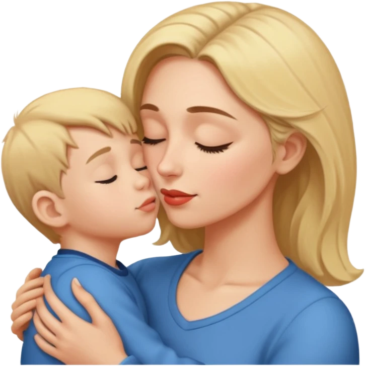 Mulher beijando testa do filho  emoji