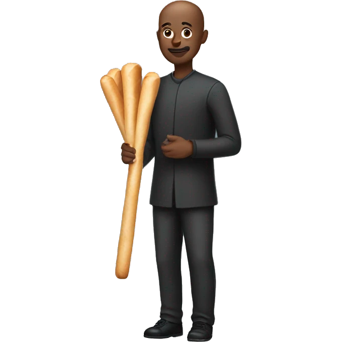 bald black man holding breadstick emoji