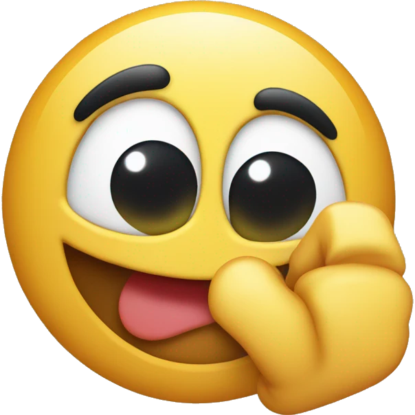 happy emoji biting finger winking an eye emoji