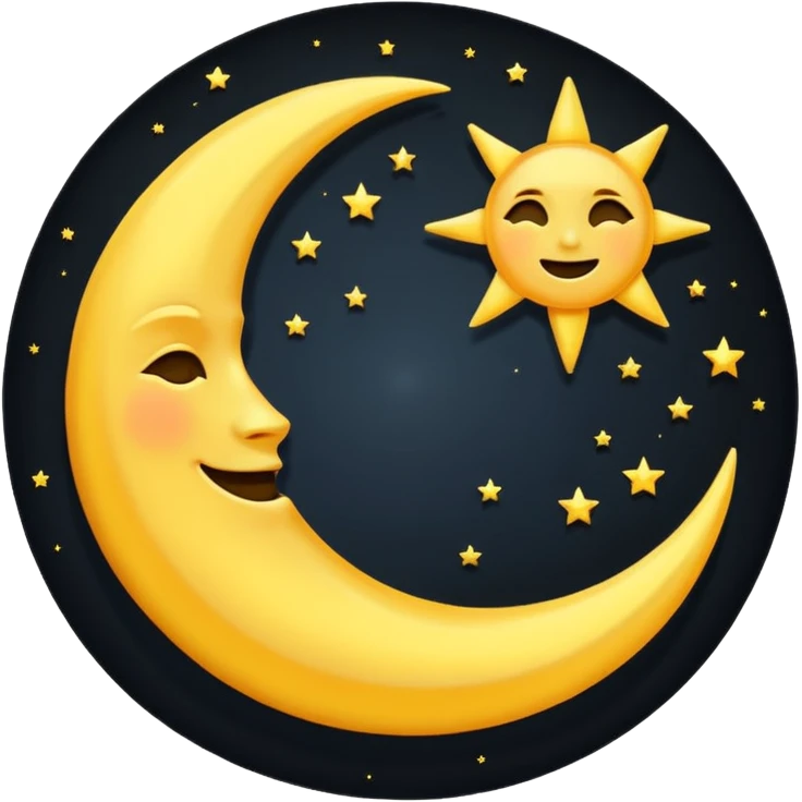 Genarate me a emoji of Drak mode moon and bright mode sun Like we got In our mobile phones emoji