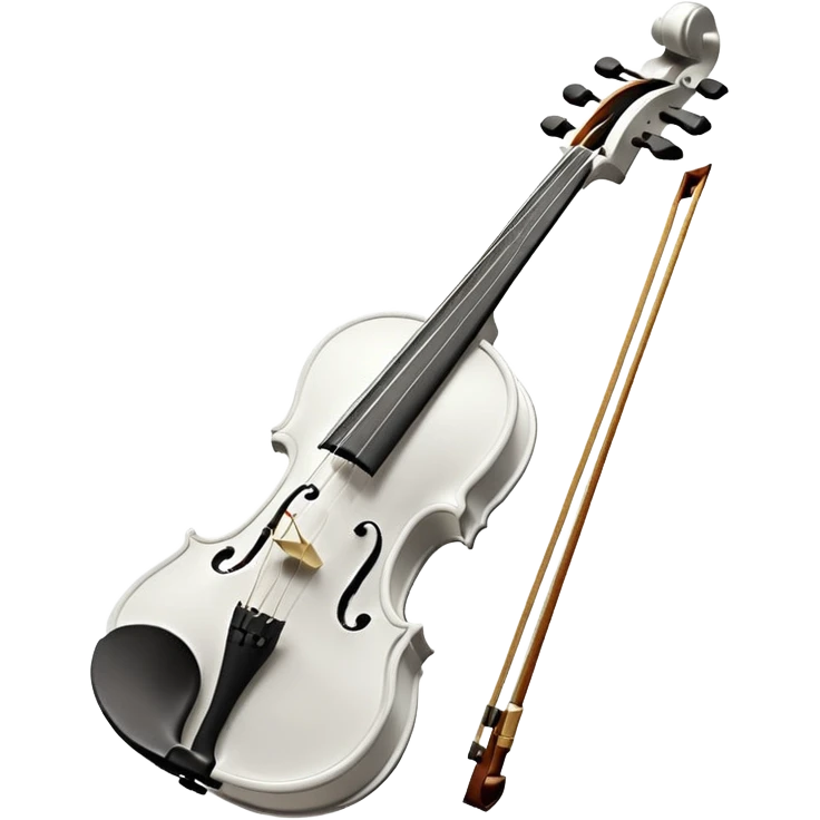 A pristine, pure white violin, highly detailed and elegant, subtle sparkle and soft glow, wearing a small festive New Year hat, animated style, 3D shading, high resolution, cheerful and festive mood, minimalistic background, perfect for Telegram premium emoji or sticker emoji
