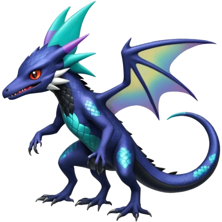 Shiny Noibat-Nargacuga-Salandit-Silvally-Fakémon-hybrid-creature (full body)  emoji