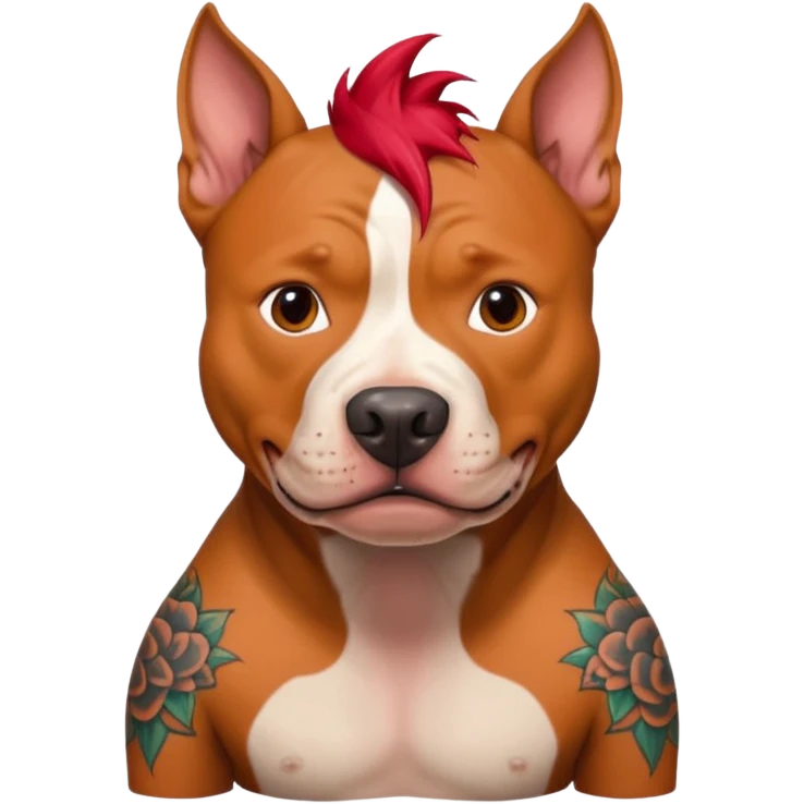 very tattoed pitbull dog with red spky hair emoji