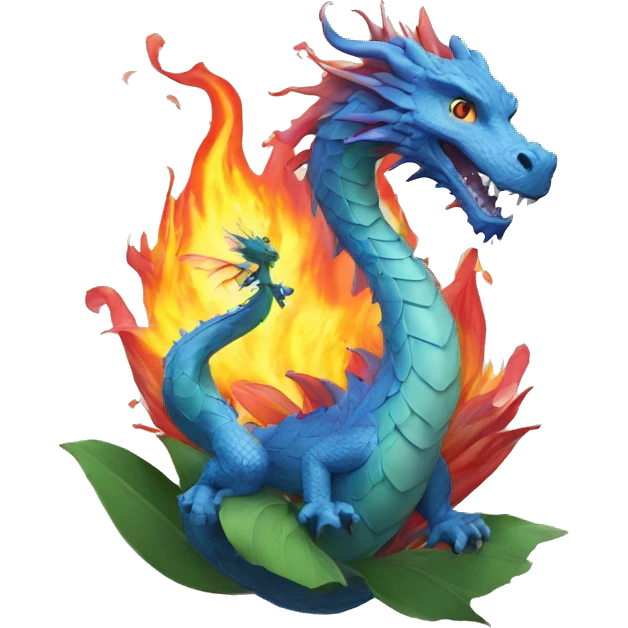 Flowers and dragon breathing fire emoji