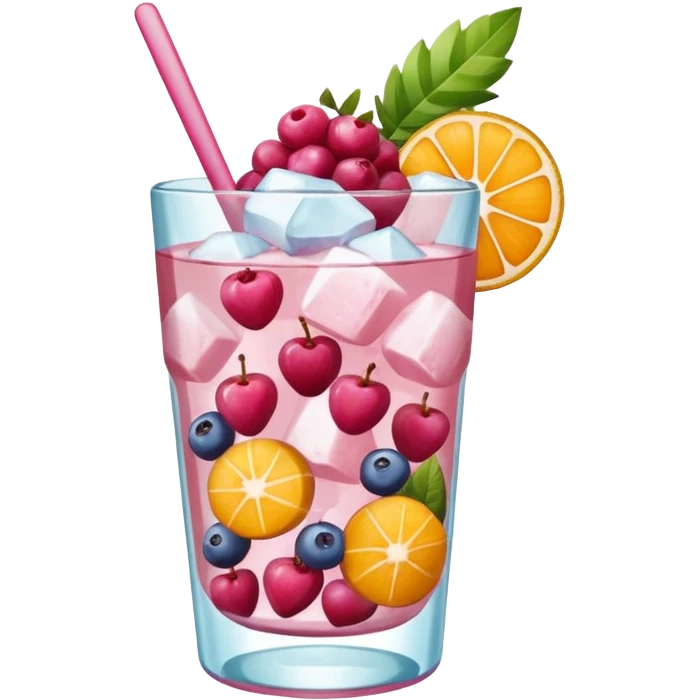 Emoji de una cóctel de frutas rosadas emoji