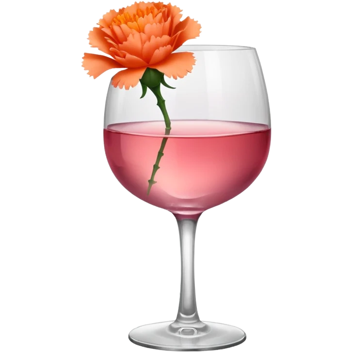 Pink wine with an orange carnation without a stem emoji
