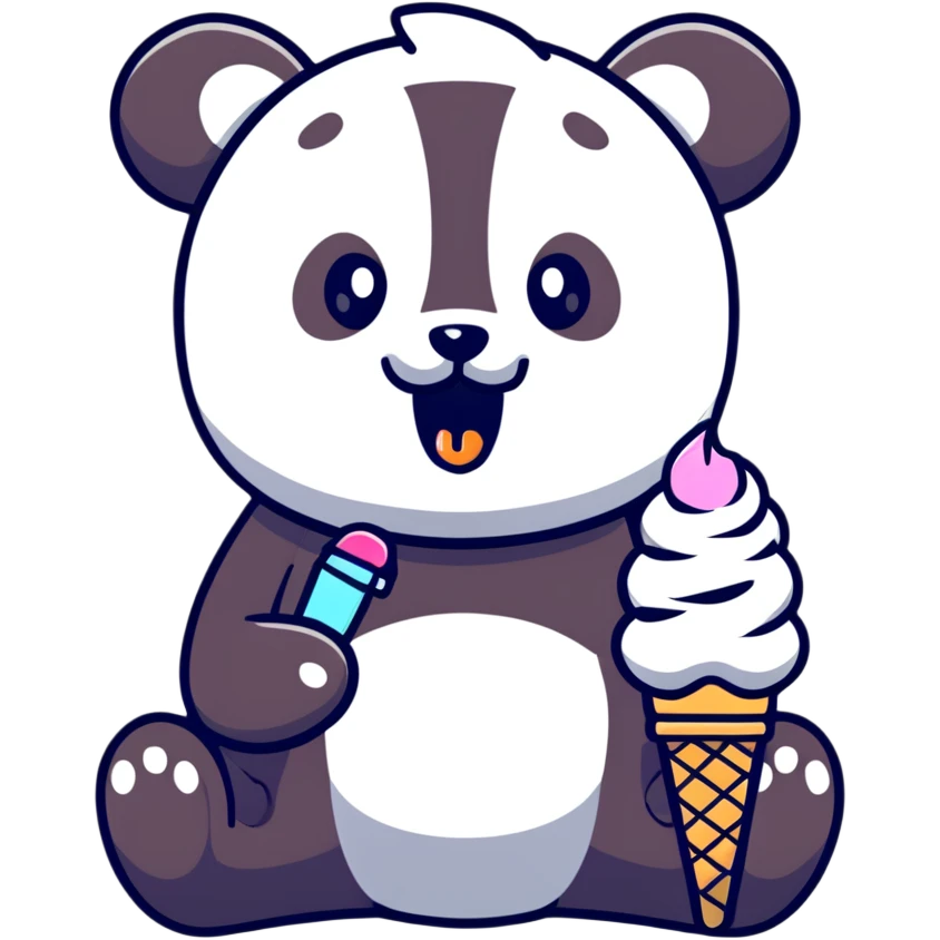 Panda eating ice cream emoji