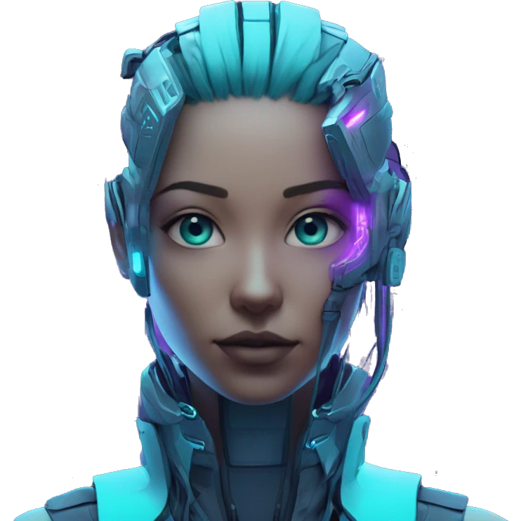 futuristic code scanning device, cyberpunk, cyan and purple colors, only upper body portrait, front facing the camera  emoji