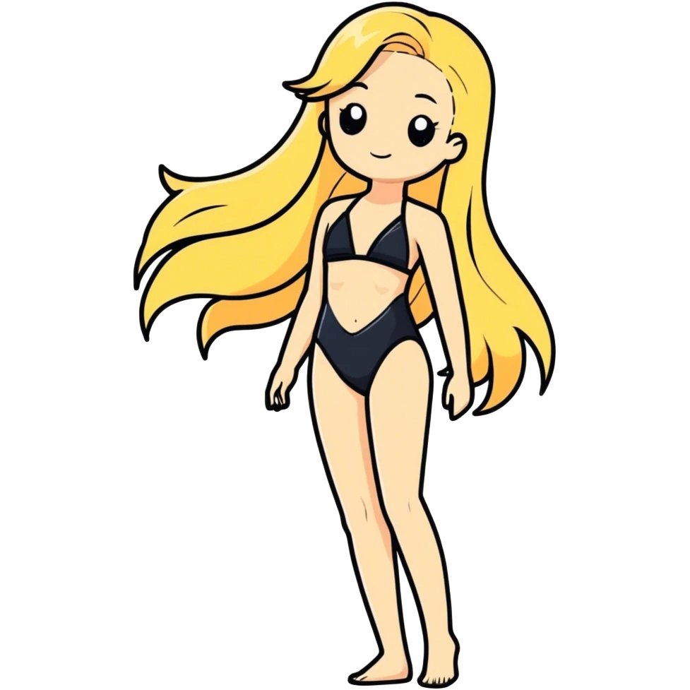 Single hot blonde with long hair in a swimsuit emoji