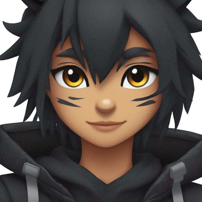 Edgy Shy Anthro Ninja boyish cool pretty dark black Litten-Pokémon-cat-fursona-animal techwear emoji