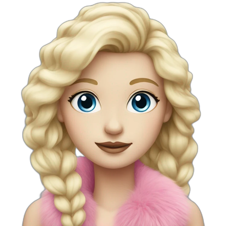 Blonde girl with blue eyes and in pink fur emoji