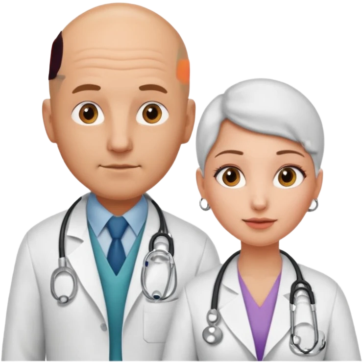 Bald tan doctor man with examine woman emoji