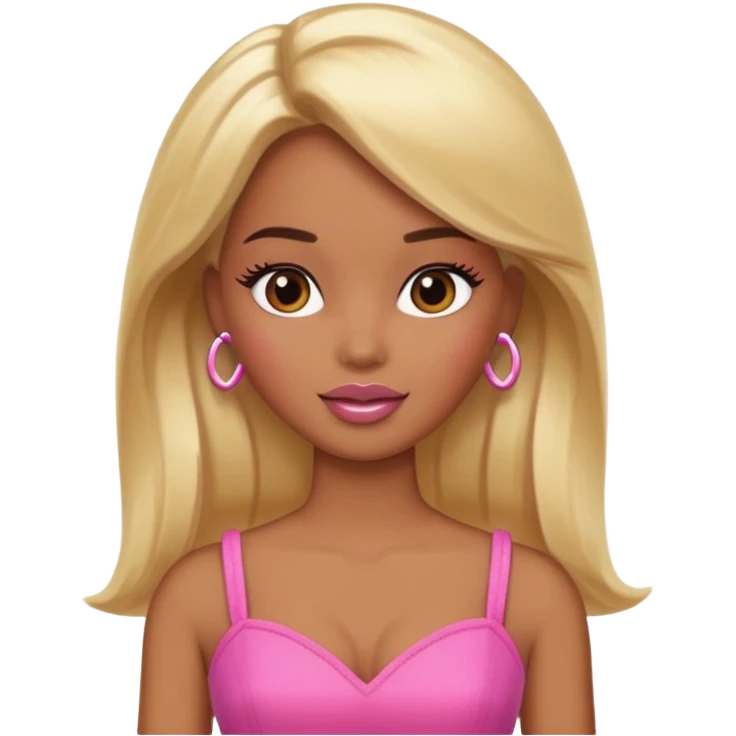 Brown skin blonde Barbie blushing emoji