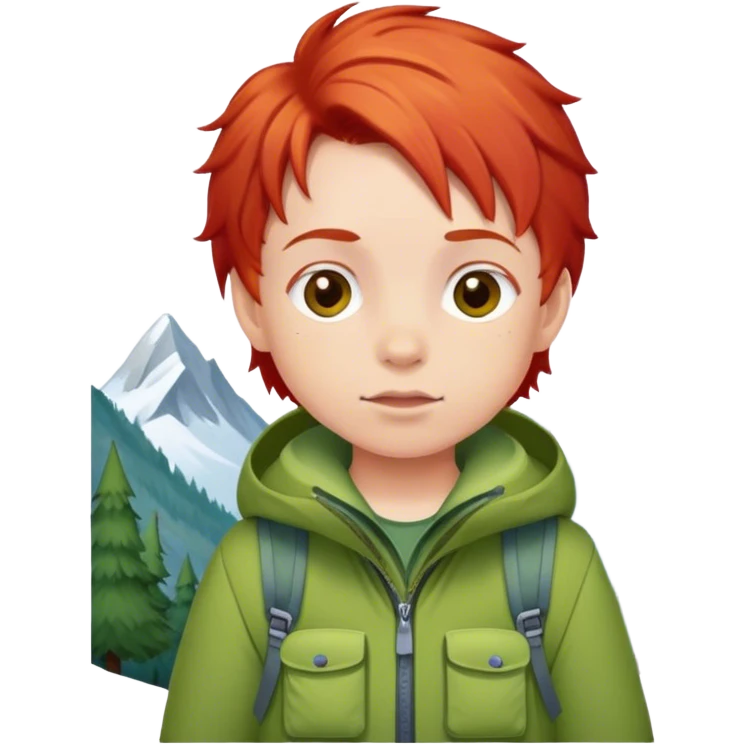 children's mountain clothes whit red hair emoji