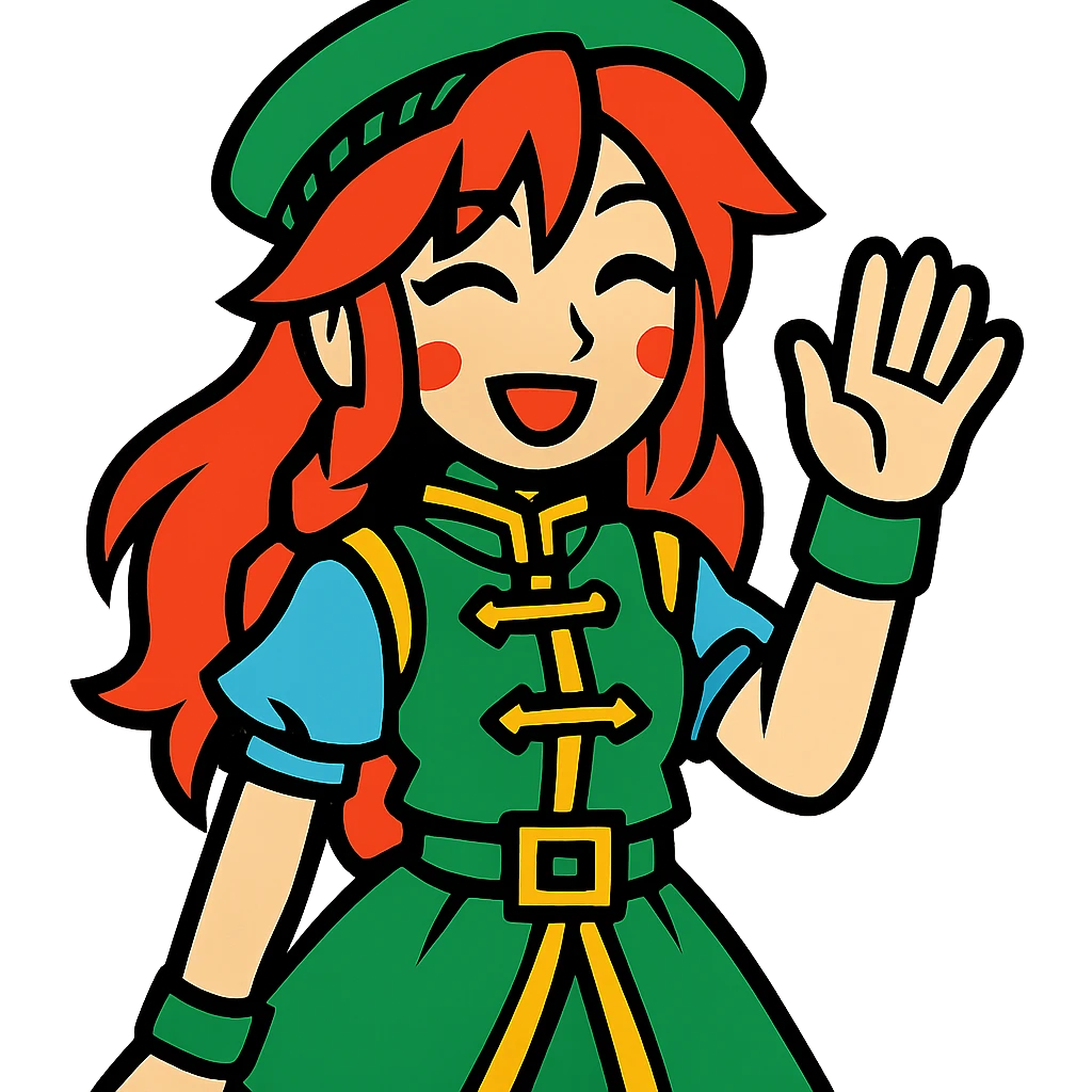 Hong Meiling smiling in vibrant toon style emoji