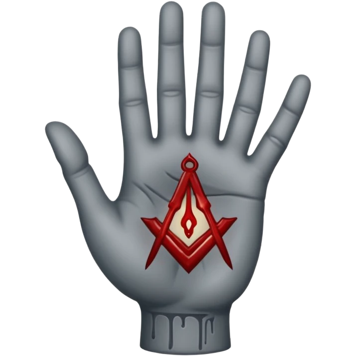 bloody grey hand with an occult symbol on the palm emoji