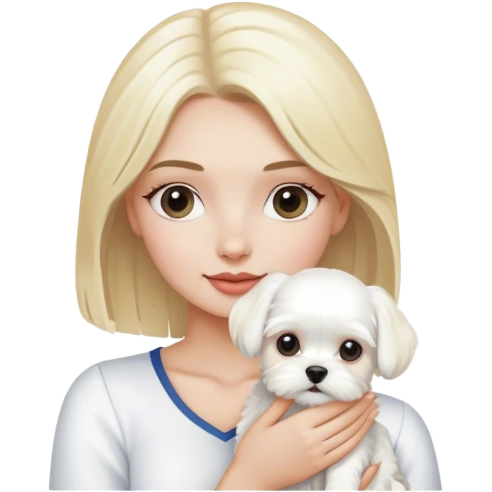 Blonde woman with white maltese emoji