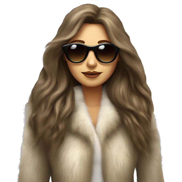 Beautiful realistic long hair light brunette mob wife with fur coat Sun Glases emoji