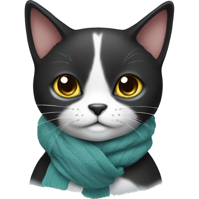 Black and white cat wearing a scarf  emoji