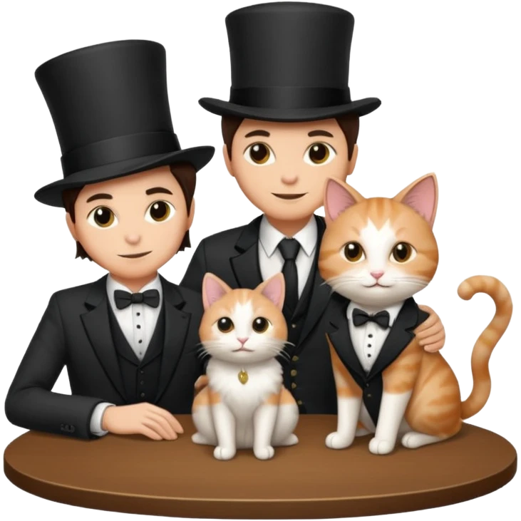 magician couple and their pet cat emoji