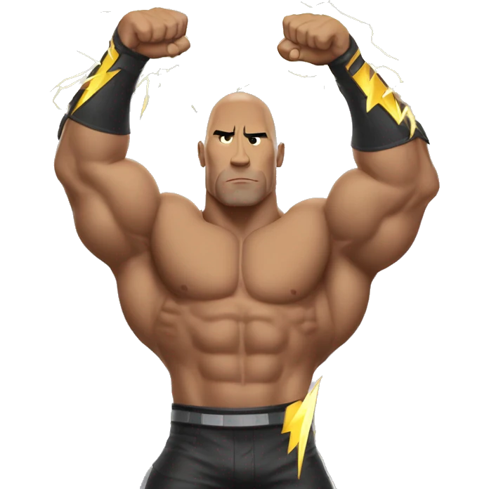 the rock double biceps holding lightning bolts emoji