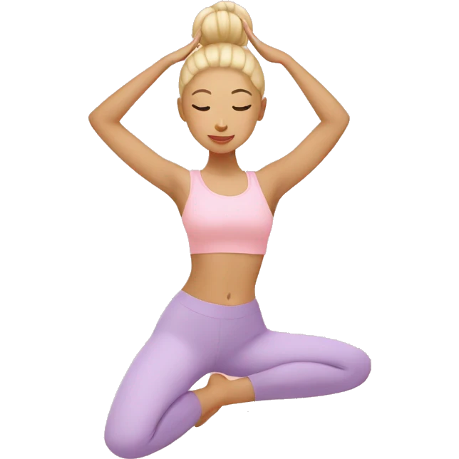 Pastel pink yoga with Asian blond girl emoji
