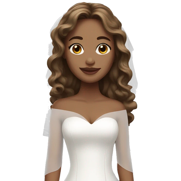 Bride with light skin and long wavy brown hair emoji