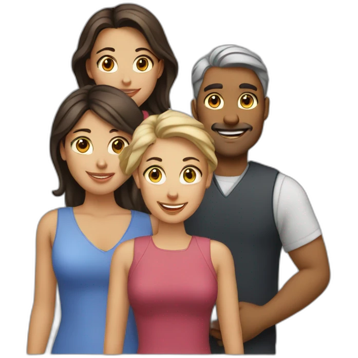 3 women and 1 man all fair emoji