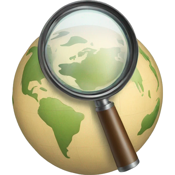 magnifying glass looking into globe emoji
