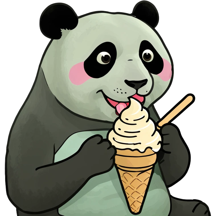 Panda eating ice cream emoji