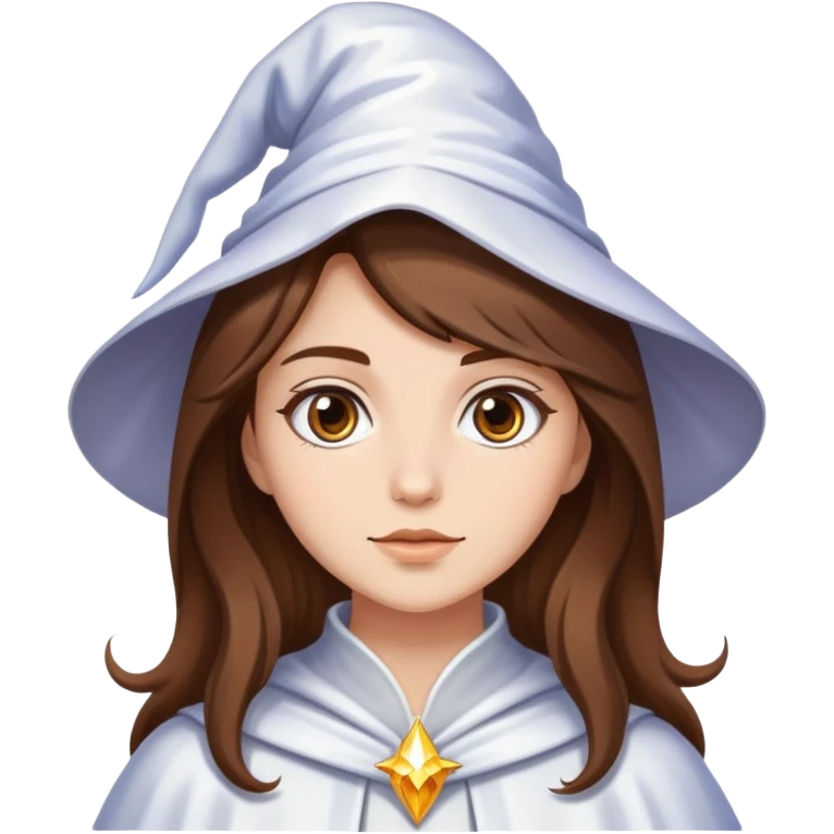 Pretty girl brown hair white wizard emoji