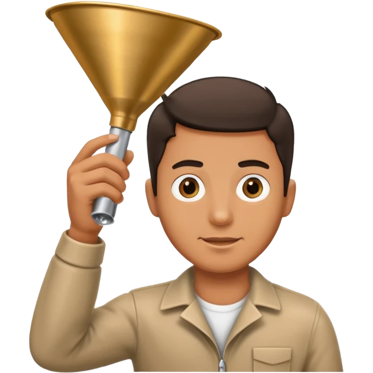 Man holding a funnel emoji