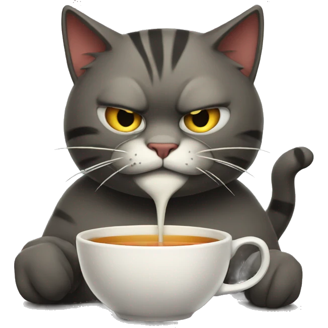 Angry cat sipping tea emoji