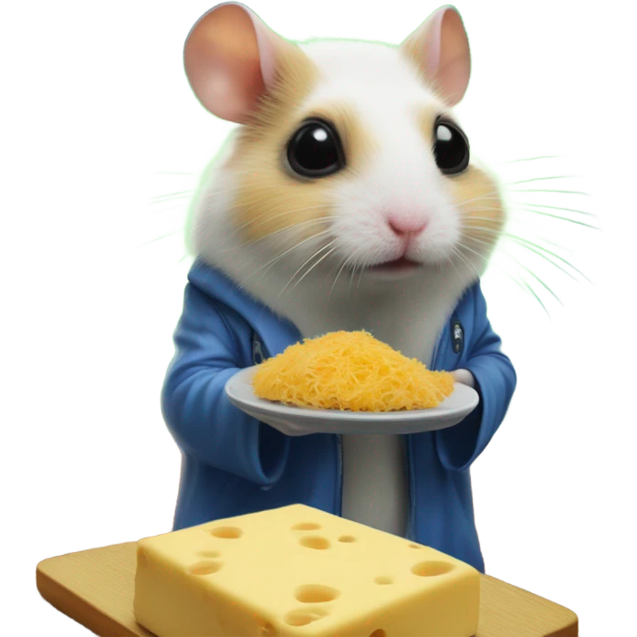 alien hamster cult with cheese and weed in space on ufo emoji