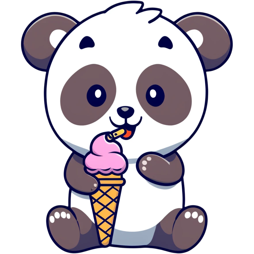 Panda eating ice cream emoji