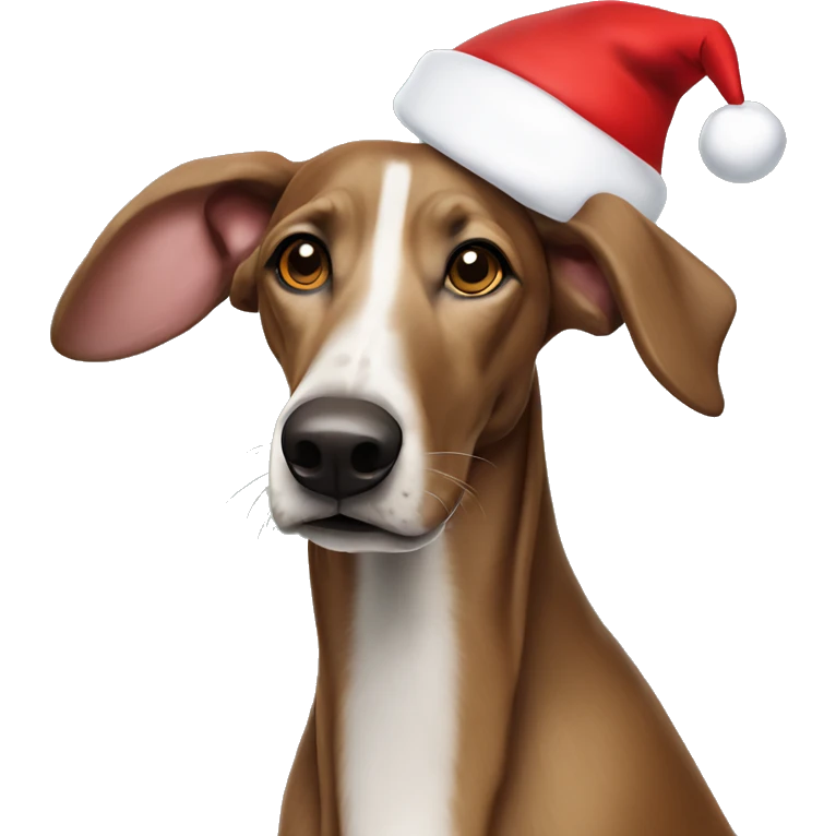 All Brown Sighthound wearing Santa hat emoji