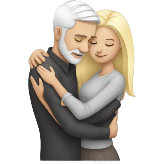 White man - grey hair - hugs blonde girl with eyes closed  emoji