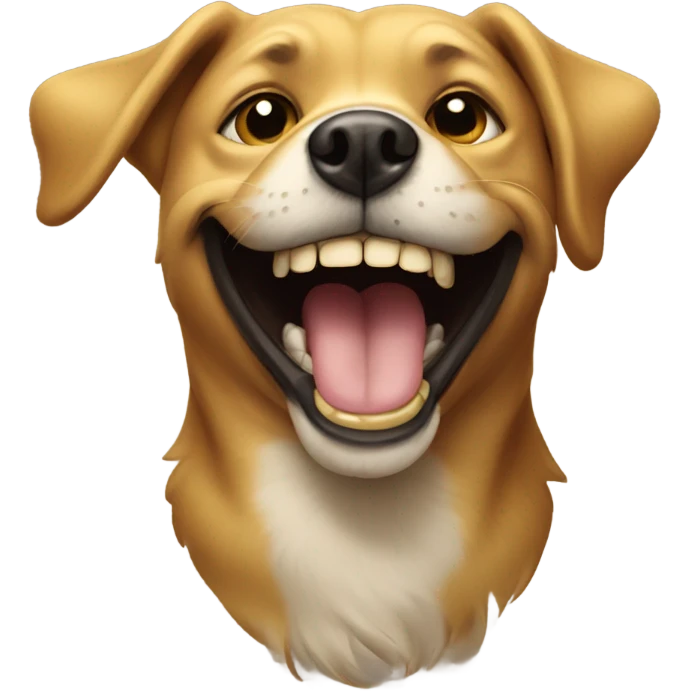 Dog smiling with gold teeth emoji