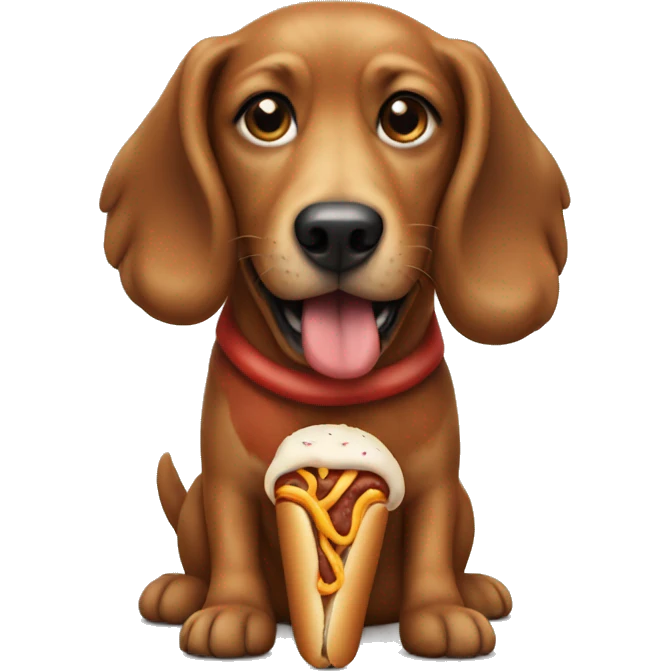 Dog with hotdog dress emoji