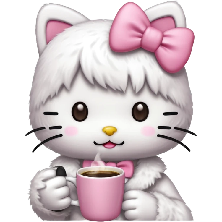 Hello kitty tomando café  emoji