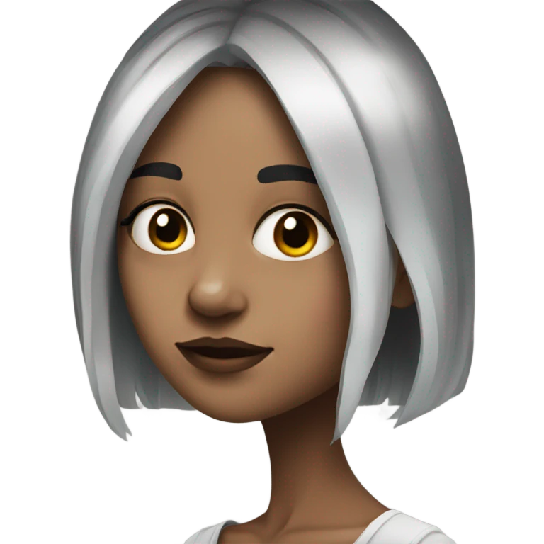 realistic portrait of girl with half black and half white hair emoji